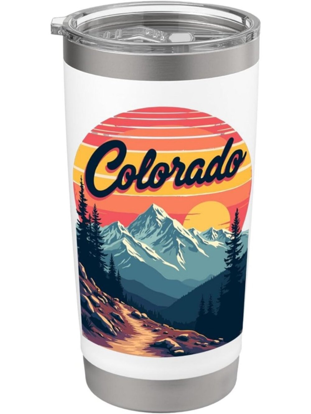 Vintage Colorado Sunset Insulated Tumbler - Retro State Design, Stainless Steel